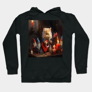 watercolor Persian cat playing guitar Hoodie